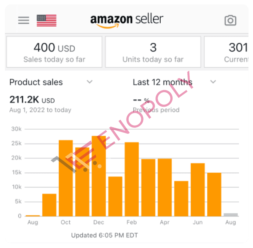 Enopoly partner store Amazon sales dashboard screenshot